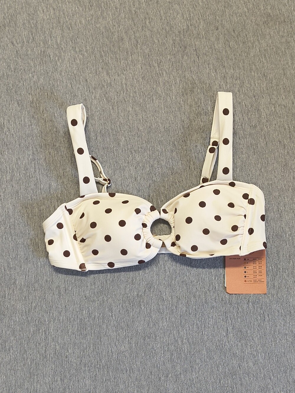Shade & Shore Women’s Polka Dot Ring Bandeau Bikini Top – Cream (Size M)